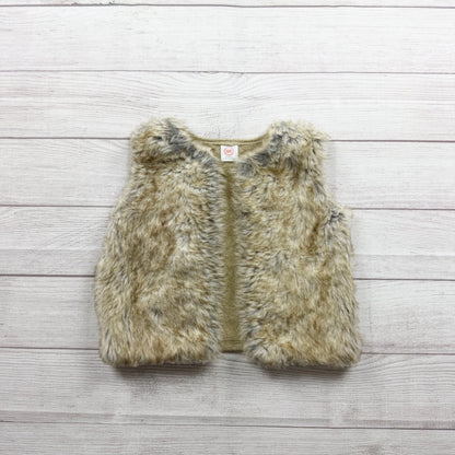 Wonder Nation Girls Faux Fur Vest With Lining Beige Tan S 6-7