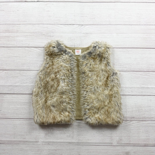 Wonder Nation Girls Faux Fur Vest With Lining Beige Tan S 6-7