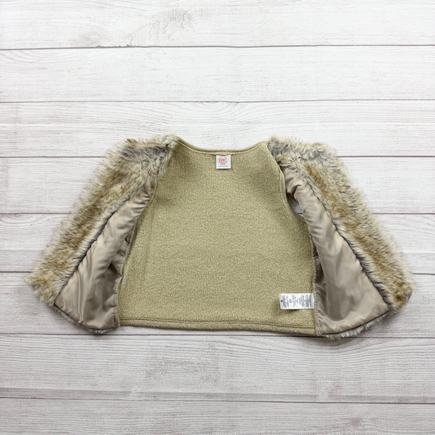 Wonder Nation Girls Faux Fur Vest With Lining Beige Tan S 6-7