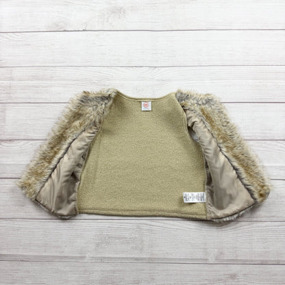 Wonder Nation Girls Faux Fur Vest With Lining Beige Tan S 6-7