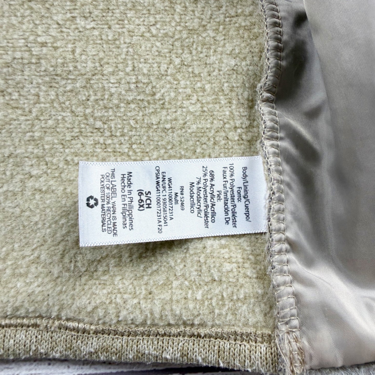 Wonder Nation Girls Faux Fur Vest With Lining Beige Tan S 6-7