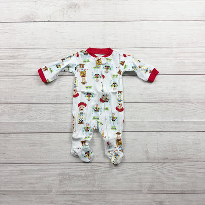 Disney Pixar Toy Story Footed Sleeper Pajamas White Full Zip Newborn