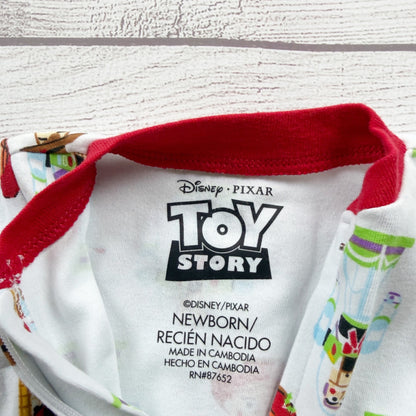 Disney Pixar Toy Story Footed Sleeper Pajamas White Full Zip Newborn