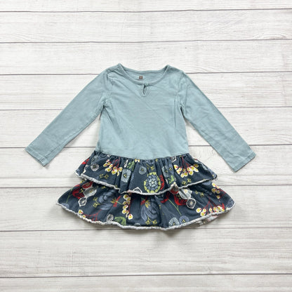 Tea Collection Toddler Girls Dress Long Sleeve Tiered Ruffle Skirt Floral 3T