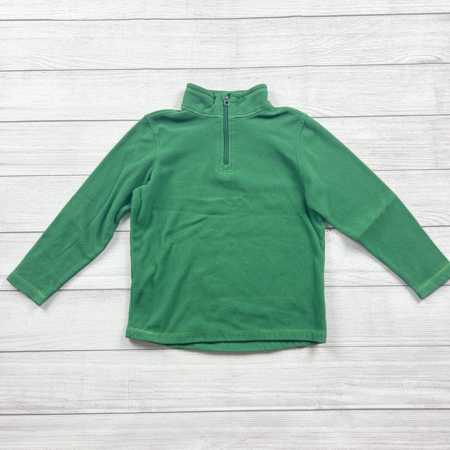 Lands End Kids Green Fleece Quarter Zip Pullover Sweater Unisex 8