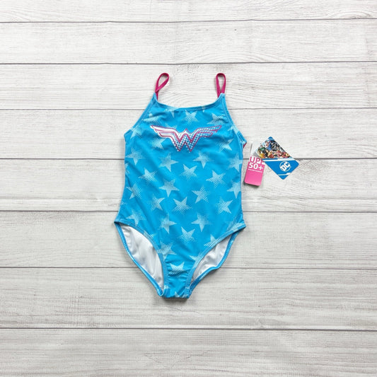 Wonder Woman Girls Swimsuit Star Print One Piece Bow Back NWT Small