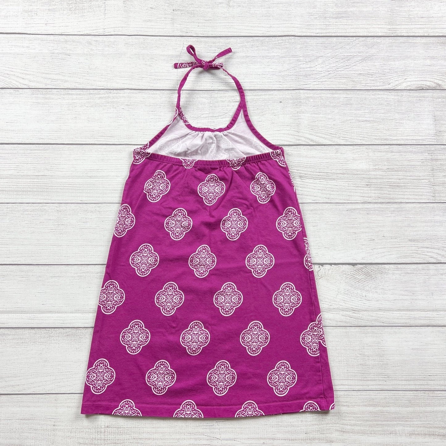 Hanna Andersson Girls Purple Halter Dress White Floral Print 120 S 6-7