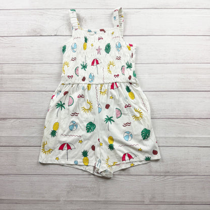 Old Navy Girls Summer Print Smocked Romper Multicolor Tropical Graphic L 10-12
