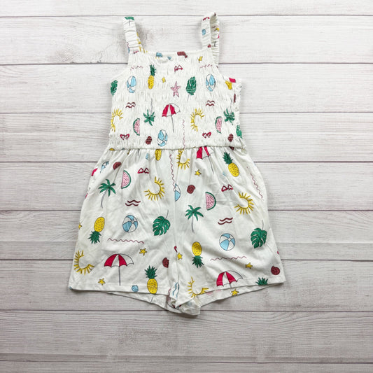 Old Navy Girls Summer Print Smocked Romper Multicolor Tropical Graphic L 10-12