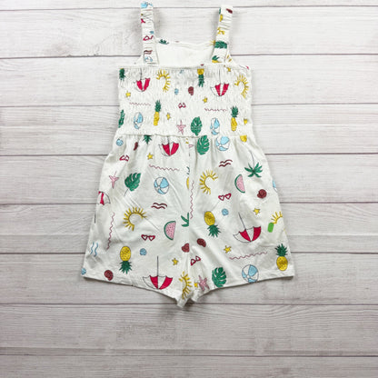Old Navy Girls Summer Print Smocked Romper Multicolor Tropical Graphic L 10-12