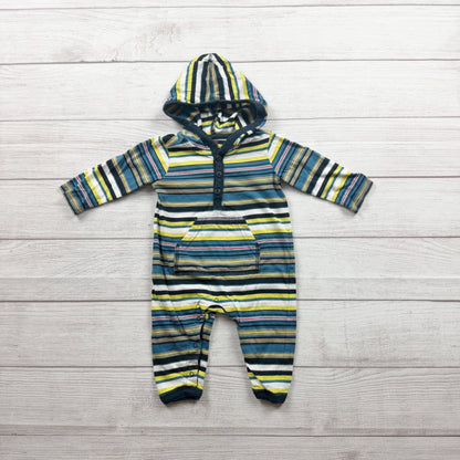 Tea Collection Baby Striped Hoodie Romper Front Pocket 3-6 Months