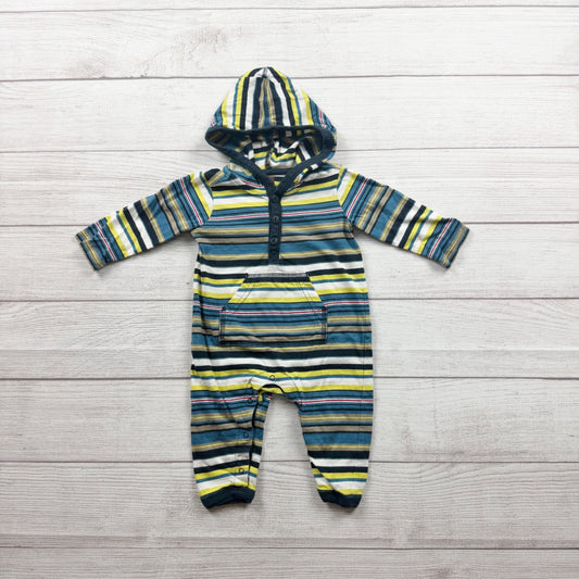 Tea Collection Baby Striped Hoodie Romper Front Pocket 3-6 Months
