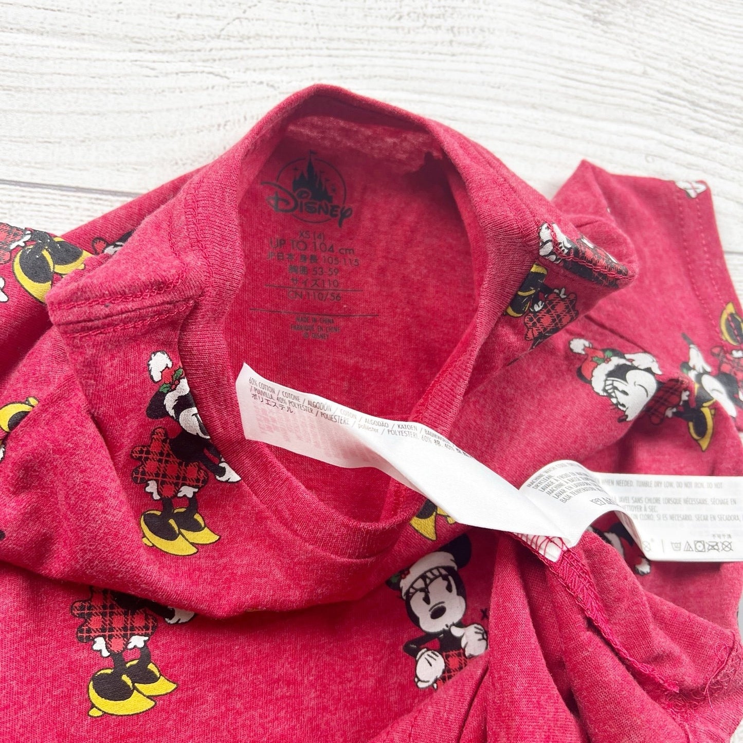 Disney Parks Girls Minnie Mouse Christmas Holiday Tee XS 4 NWT