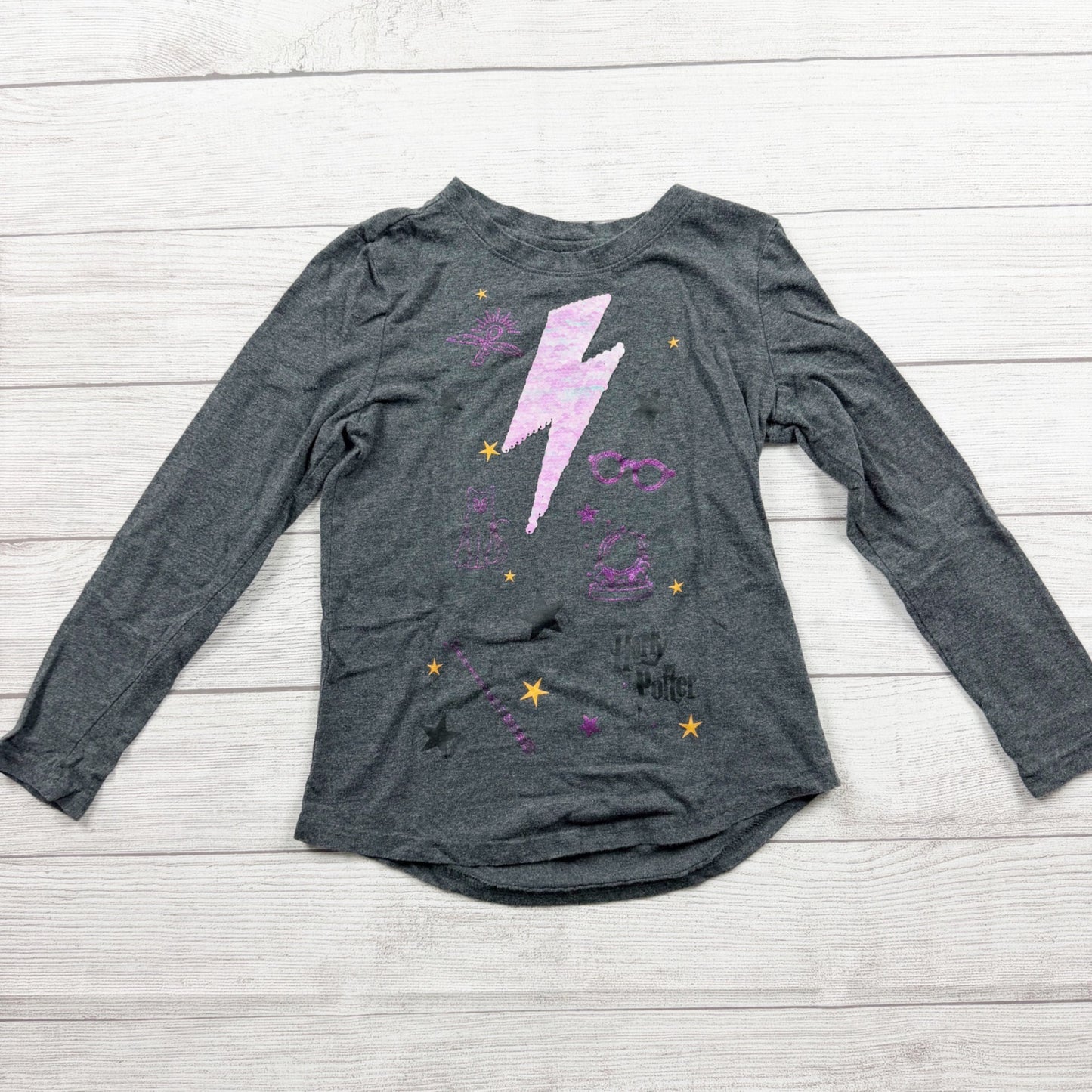 Harry Potter Girls Flip Sequin Lightning Bolt Shirt 10-12