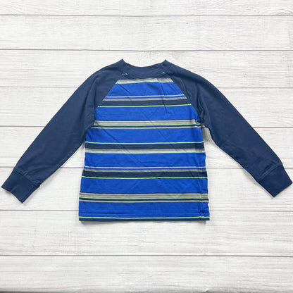 Gymboree Boys Long Sleeve Striped Raglan Shirt Blue Cotton Casual 6