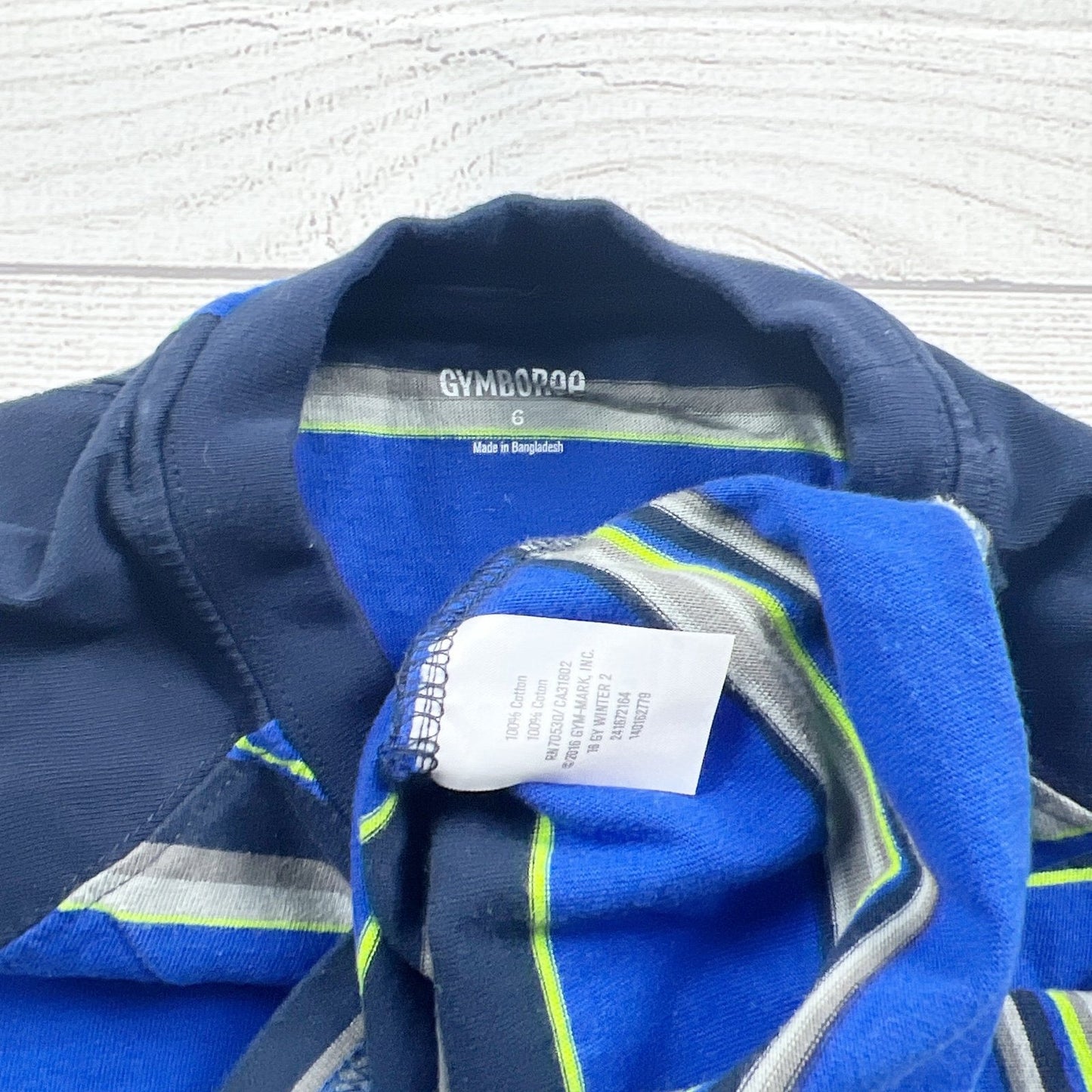 Gymboree Boys Long Sleeve Striped Raglan Shirt Blue Cotton Casual 6