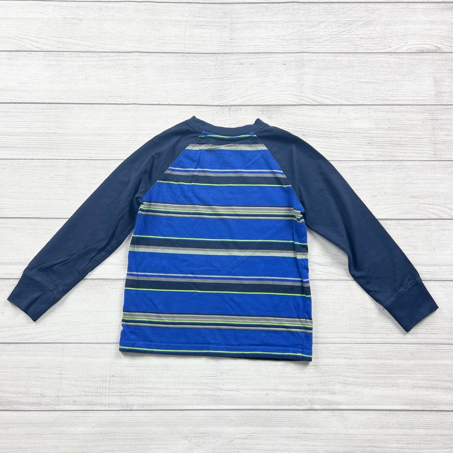 Gymboree Boys Long Sleeve Striped Raglan Shirt Blue Cotton Casual 6