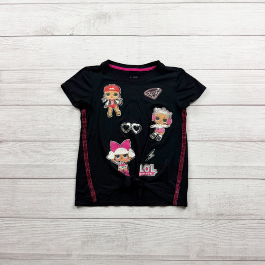 LOL Surprise Girls Graphic T-Shirt Glitter Side Panels Black M 7-8