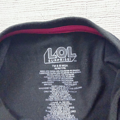 LOL Surprise Girls Graphic T-Shirt Glitter Side Panels Black M 7-8