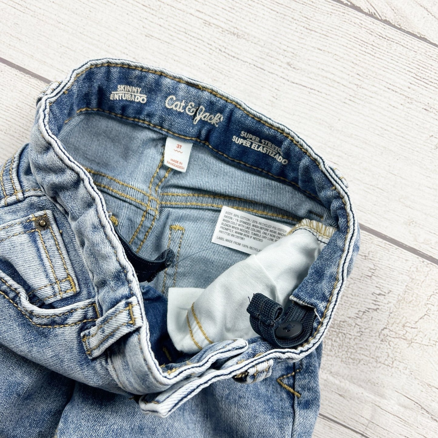 Cat & Jack Skinny Jeans Toddler Boys Light Wash Denim Super Stretch Pants 3T