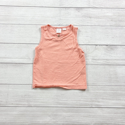 Zara Boys Peach Sleeveless Cotton Tank Top Button Accent 3-4