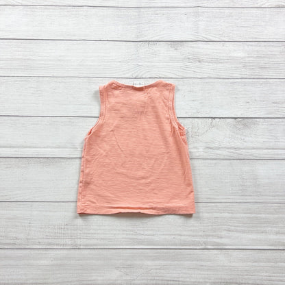 Zara Boys Peach Sleeveless Cotton Tank Top Button Accent 3-4