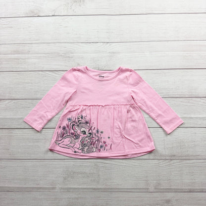 Disney Jumping Beans Pink Long Sleeve Bambi Graphic Tunic Top 12-18 Months