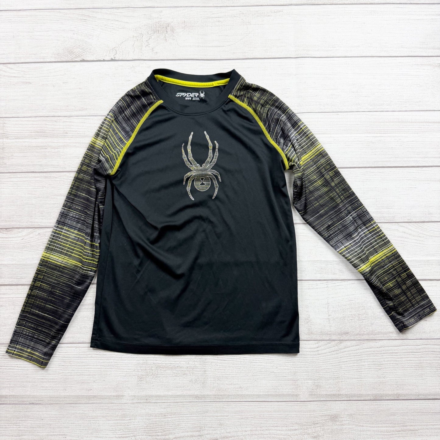Spyder Boys Black Long Sleeve Performance Athletic Shirt Logo Graphic M