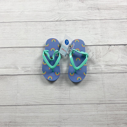Cat & Jack Flip Flops Rainbow Print Blue Turquoise Summer Sandals NWT 9-10
