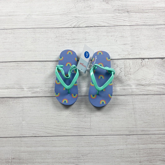 Cat & Jack Flip Flops Rainbow Print Blue Turquoise Summer Sandals NWT 9-10