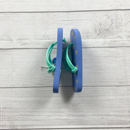 Cat & Jack Flip Flops Rainbow Print Blue Turquoise Summer Sandals NWT 9-10
