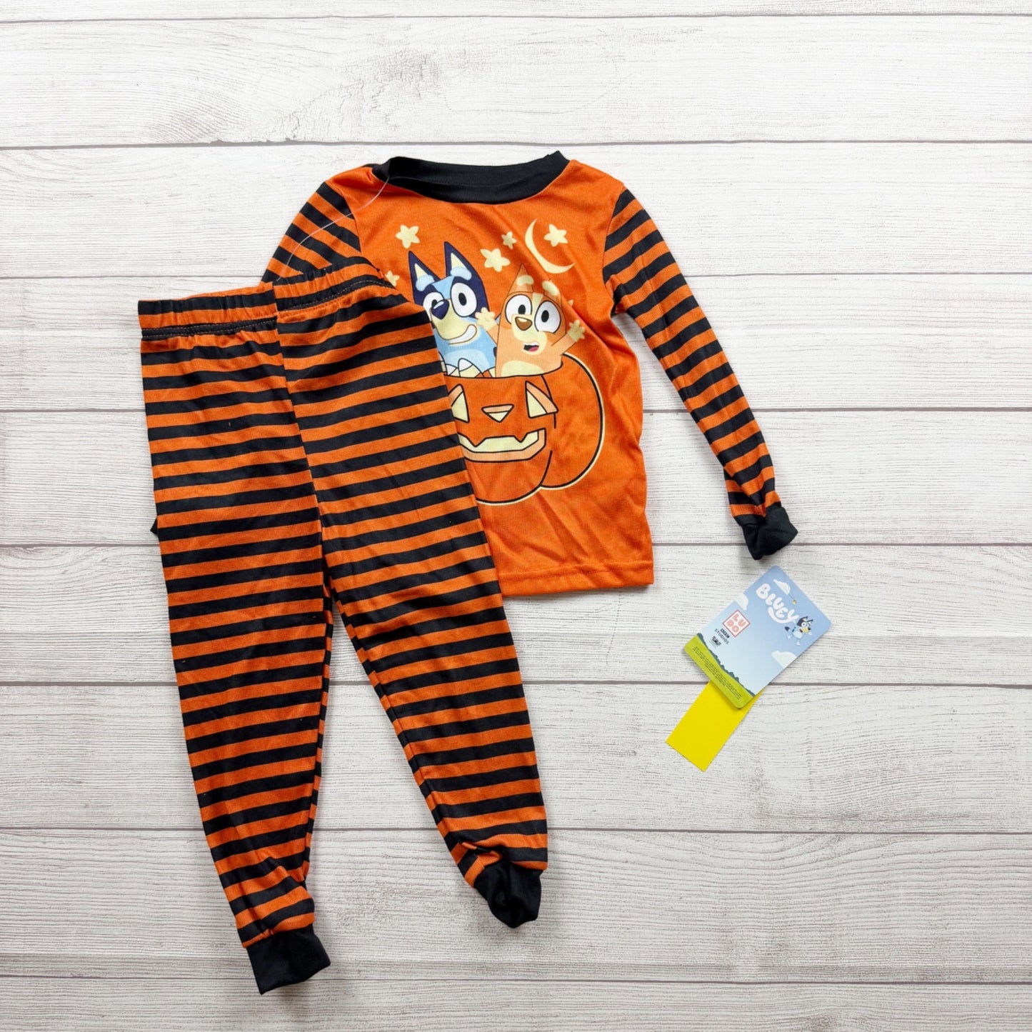 Bluey Toddler Halloween Pajama Set Snug Fit Striped Long Sleeves Pants NWT 4T