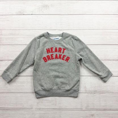 Old Navy Heart Breaker Sweatshirt Gray Red Toddler Boys Long Sleeve 5T