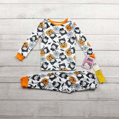 Hello Kitty Halloween Pajama Set Long Sleeve Pumpkin Cat Pattern NWT 3T