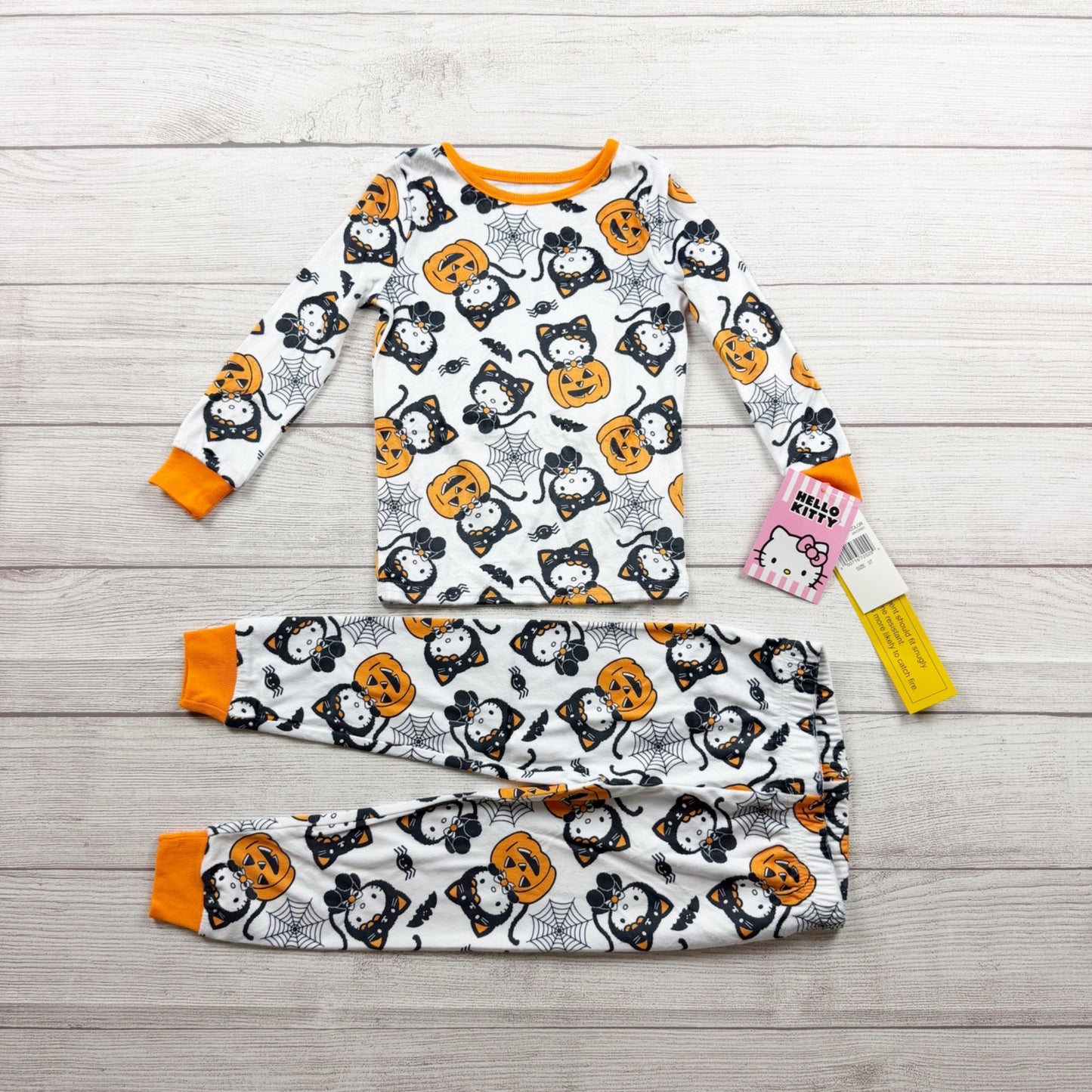 Hello Kitty Halloween Pajama Set Long Sleeve Pumpkin Cat Pattern NWT 3T