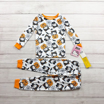 Hello Kitty Halloween Pajama Set Long Sleeve Pumpkin Cat Pattern NWT 3T