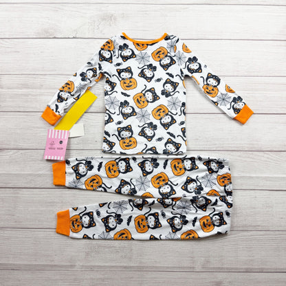 Hello Kitty Halloween Pajama Set Long Sleeve Pumpkin Cat Pattern NWT 3T