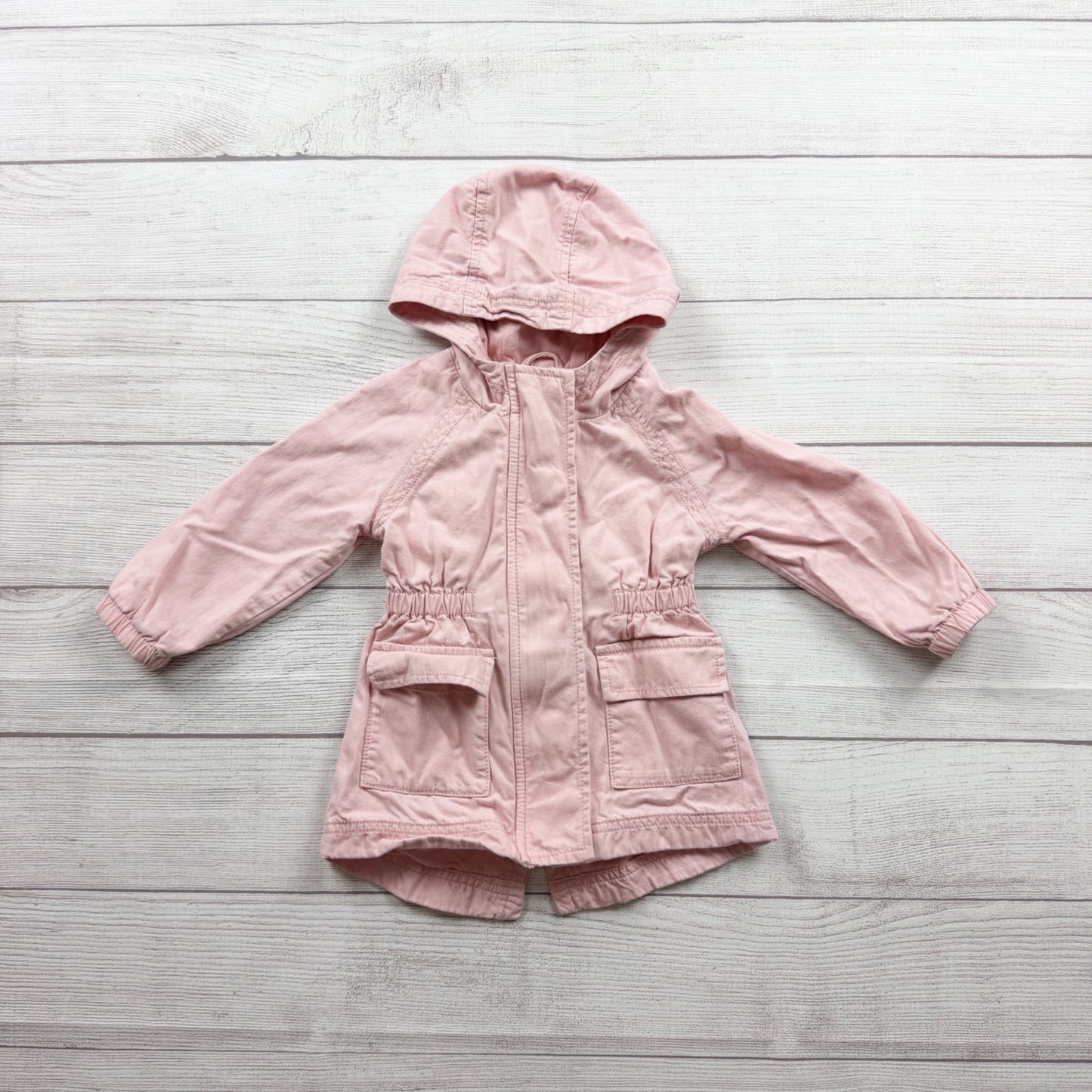 Old Navy Baby Girls Hooded Pink Lightweight Jacket Snap Front 18-24 Months