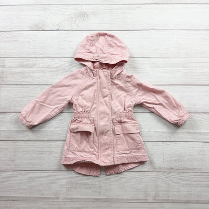 Old Navy Baby Girls Hooded Pink Lightweight Jacket Snap Front 18-24 Months