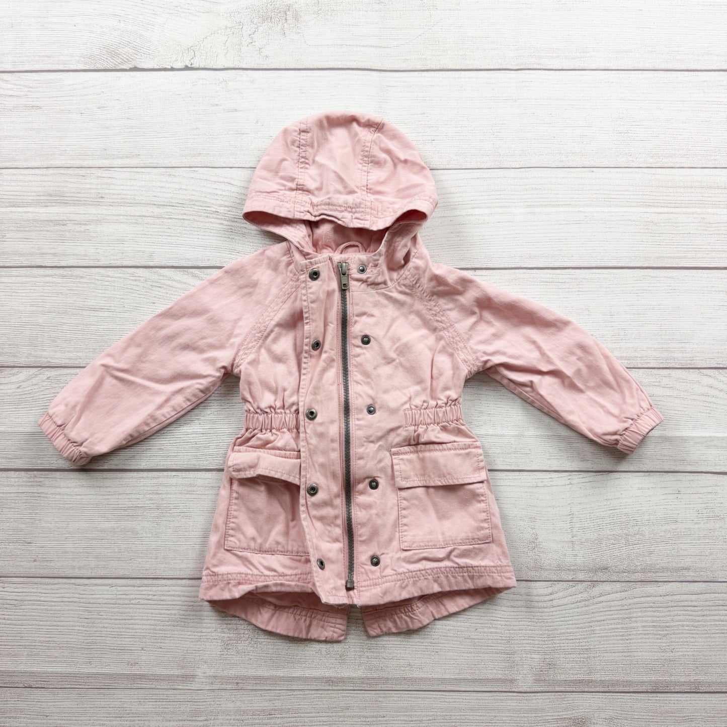 Old Navy Baby Girls Hooded Pink Lightweight Jacket Snap Front 18-24 Months