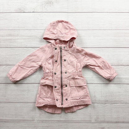 Old Navy Baby Girls Hooded Pink Lightweight Jacket Snap Front 18-24 Months