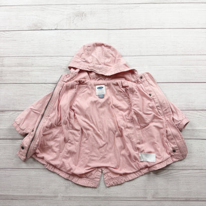 Old Navy Baby Girls Hooded Pink Lightweight Jacket Snap Front 18-24 Months