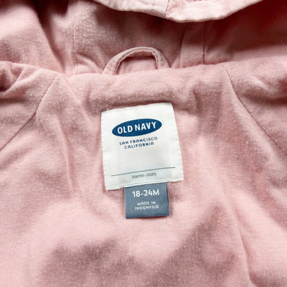 Old Navy Baby Girls Hooded Pink Lightweight Jacket Snap Front 18-24 Months