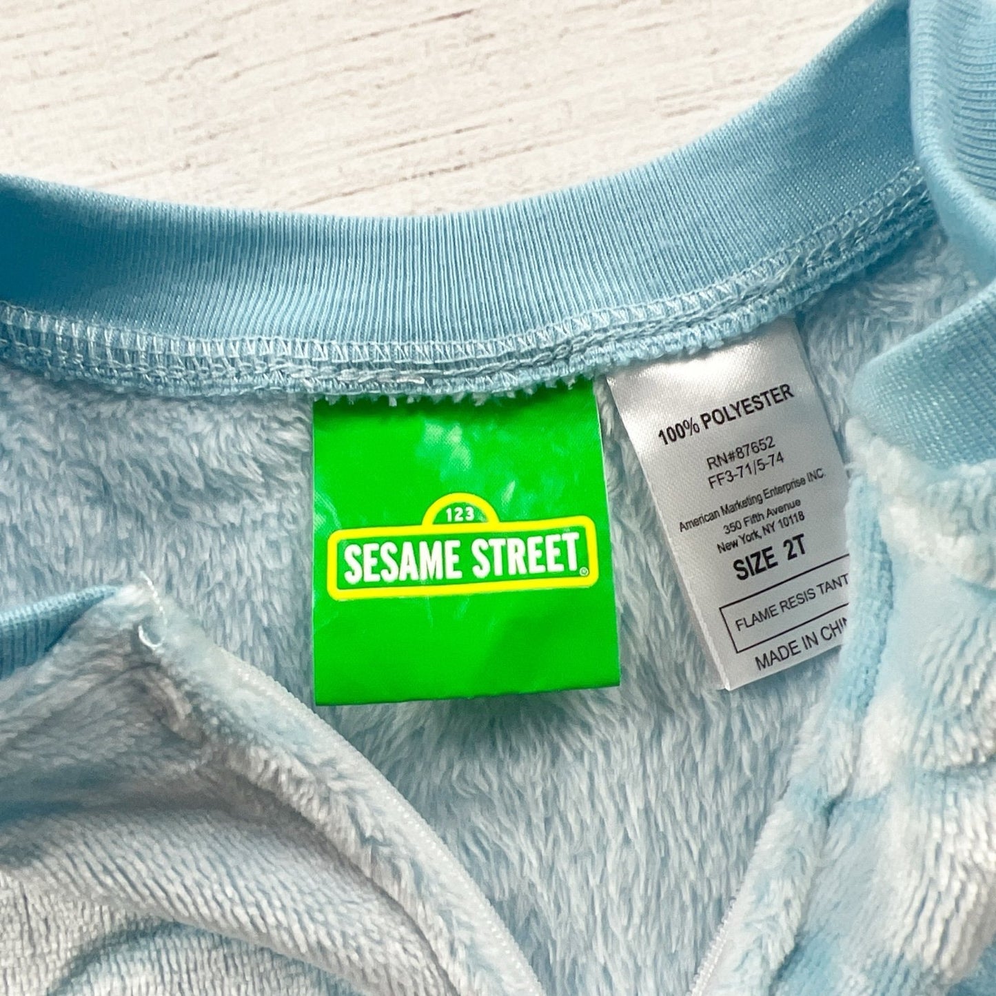 Sesame Street Cookie Monster Fleece Pajama Romper Zip Up One Piece 2T