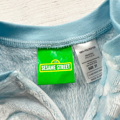 Sesame Street Cookie Monster Fleece Pajama Romper Zip Up One Piece 2T