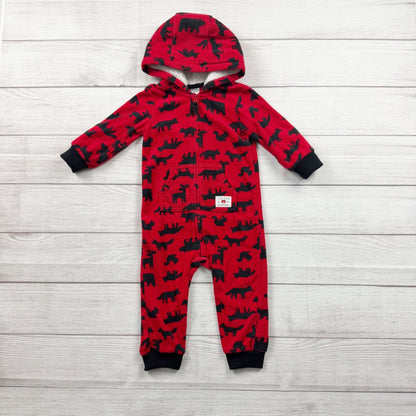 Carter’s Toddler Fleece Romper Woodland Hooded Sherpa Lined 18 Months