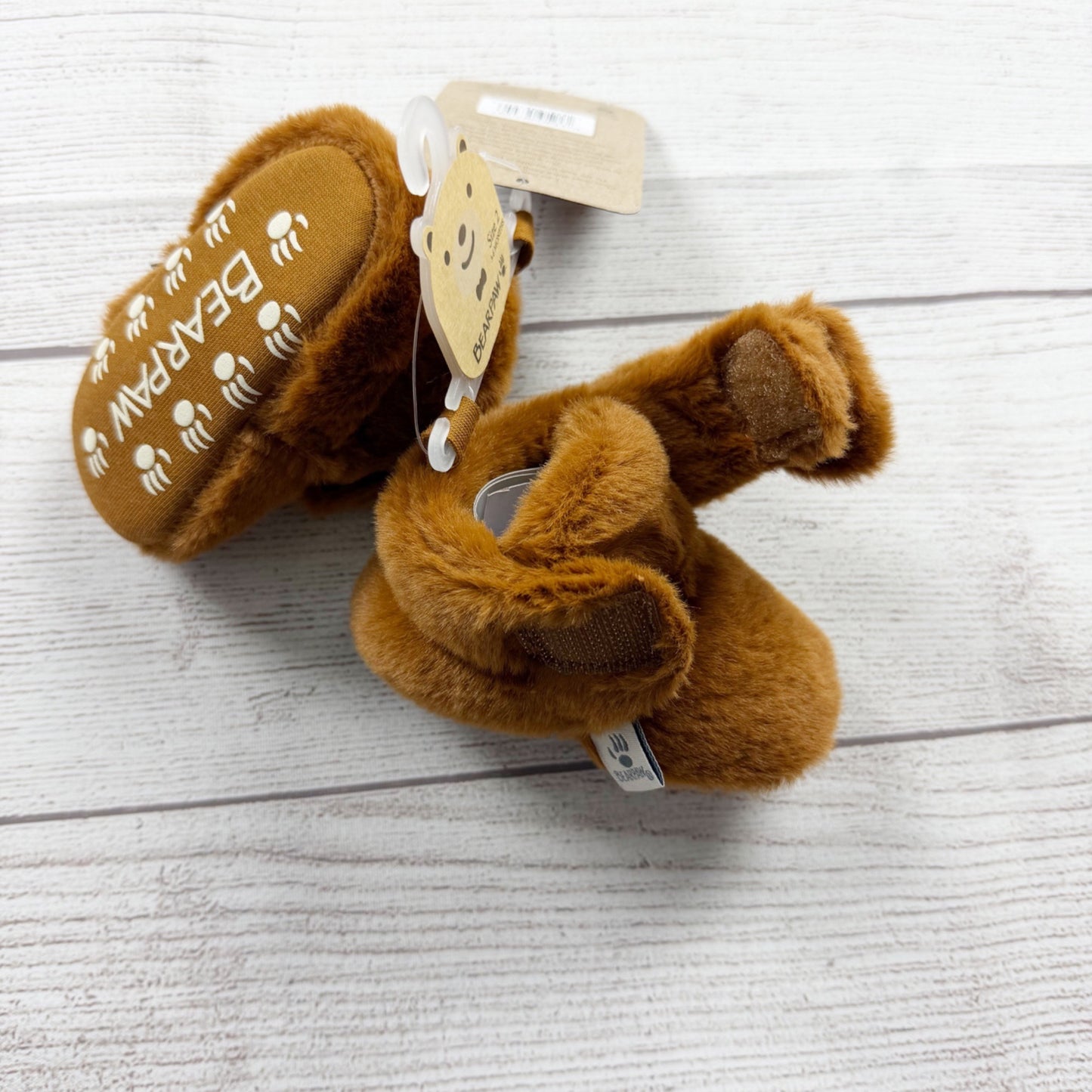 Bearpaw Baby Faux Fur Booties Brown Plush Slippers NWT 2 3-6 Months
