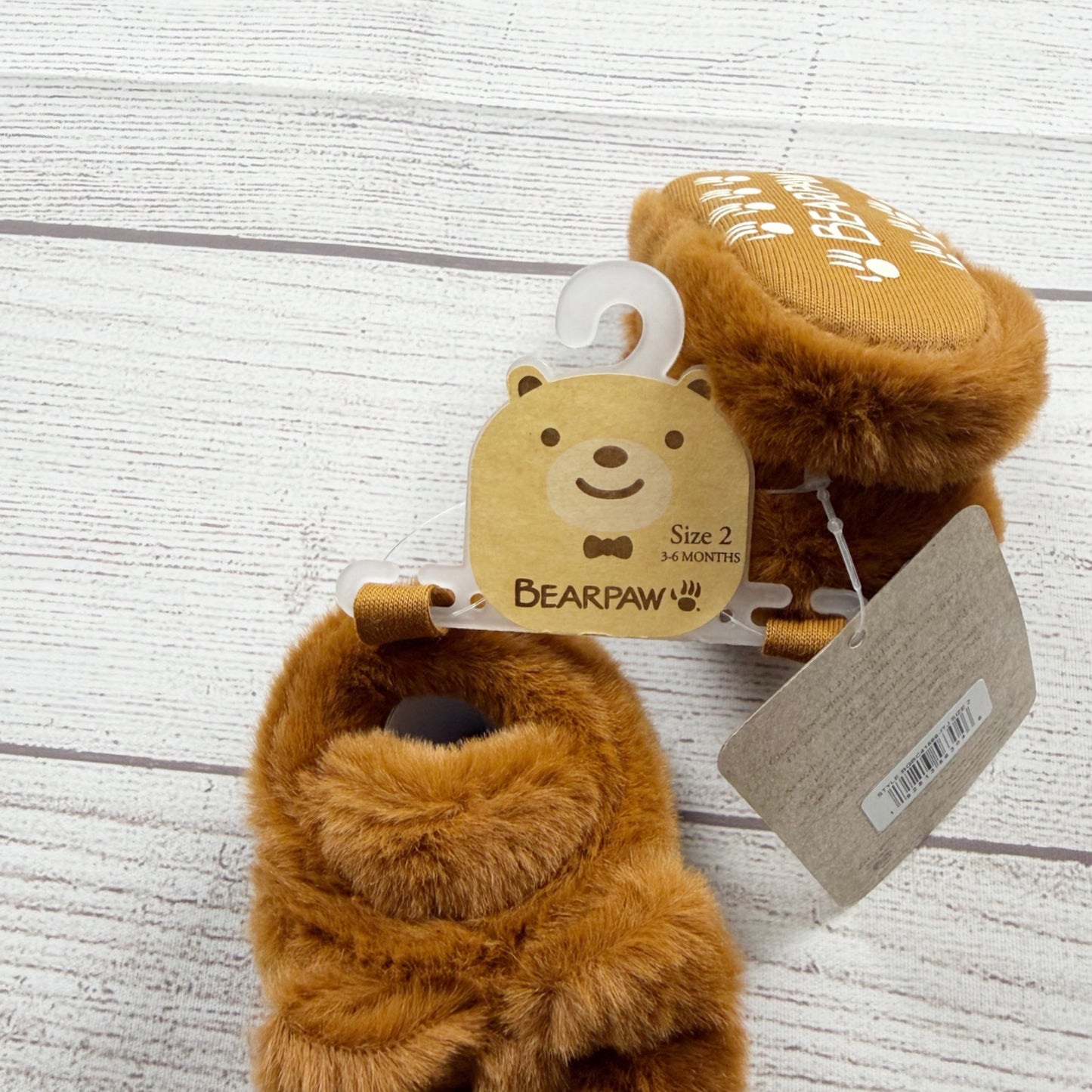 Bearpaw Baby Faux Fur Booties Brown Plush Slippers NWT 2 3-6 Months