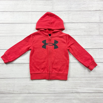 Under Armour Toddler Zip Up Hoodie Red Full Zip Hooded Sweatshirt Logo 3T