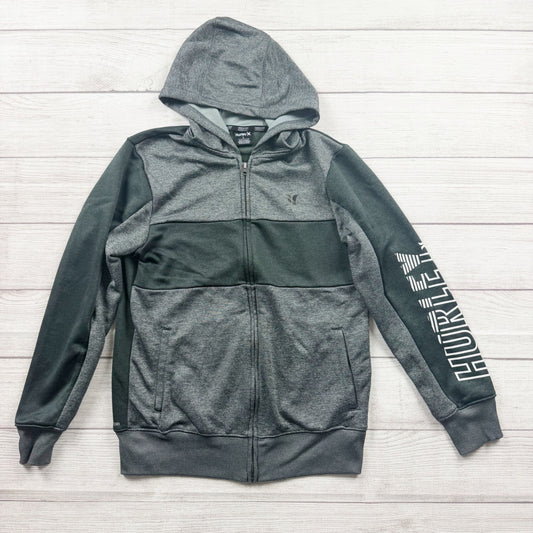 Hurley Kids Zip Up Hoodie Gray Full Zip Hooded Sweatshirt L 12-13